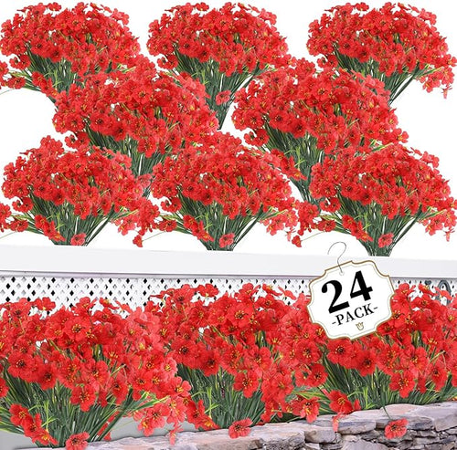 24 Red Bundles Artificial Flowers by ColoPlay