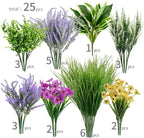 25Pcs Outdoor Artificial Boxwood UV Resistant Fake Stems Plants, Faux Plastic - Image 2