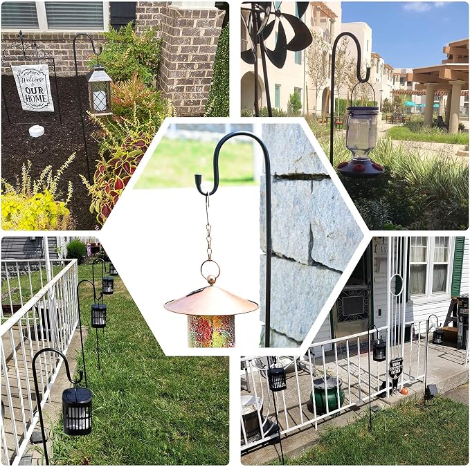 Ottsuls Bird Feeder Pole, 45 INCH Heavy Duty Shepherds Hooks - Image 6