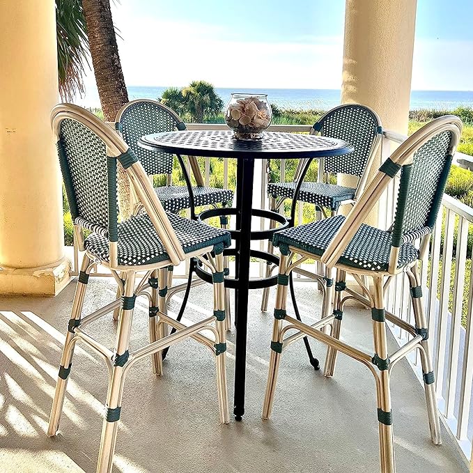 PURPLE LEAF French Counter Height Bar Stool Set of 4 25" White Print Finish - Image 2