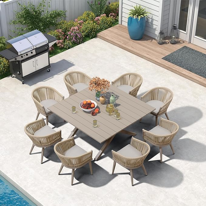 PURPLE LEAF 9 Pieces Outdoor Dining Set by PURPLELEAF