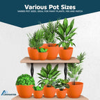 Yellow Plant Pots with Drainage Holes & Saucers 15 Pack, Indoor & Outdoor - Image 4