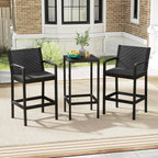 COSTWAY 3 Pieces Patio Bar Set, Modern Outdoor Bistro Set - Image 2