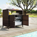 Outsunny Wicker Outdoor Storage Cabinet, Rattan Outdoor Bar Table - Image 9