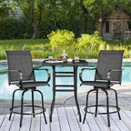 Yaheetech Patio Swivel Barstools Outdoor Chairs Set of 6, High Bistro Stools - Image 4