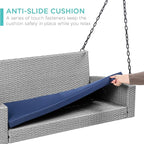 Best Choice Products Woven Wicker Outdoor Porch Swing, Hanging Patio Bench - Image 5