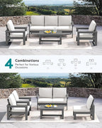 SERWALL HDPE Patio Conversation Set, 6-piece Sectional Outdoor Furniture Set - Image 8