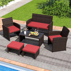 Tangkula 2 Pieces Patio PE Rattan Ottomans, Poolside and Yard - Image 9
