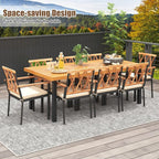 Tangkula 9 Pieces Patio Dining Set, Outdoor Acacia Wood Table and Chairs - Image 3