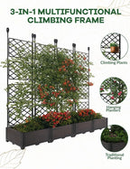 4 PCS Raised Garden Bed with Trellis & Privacy Screen, Flowers on Patio - Image 5