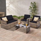 4-Piece Patio Furniture Set, Wicker Outdoor Rattan Sectional Sofa - Image 7