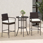 Tangkula 3 Piece Outdoor Bar Set, Patio Rattan Heavy Duty Bar Height Glass Top - Image 2