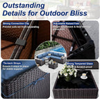 Outdoor Patio Furniture Set, 6 Pieces Outdoor Sectional Furniture High Backrest - Image 6