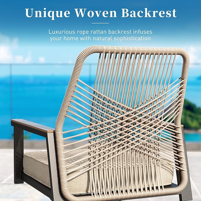 7 Pieces Patio Dining Set, 6 x Woven Rattan Chairs - Image 2