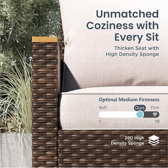 PHI VILLA 7-Piece Wicker Patio Furniture Set, Outdoor Half-Moon Curved - Image 5