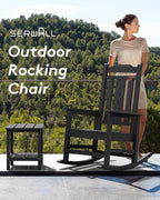 SERWALL Outdoor Rocking Chair Black Set of 8, All Weather Patio Rocking Chair - Image 8