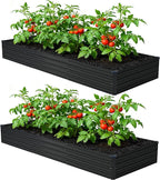 12x4x1ft Galvanized Raised Garden Bed, Outdoor Planter Box Metal Patio Kit by Foxlang