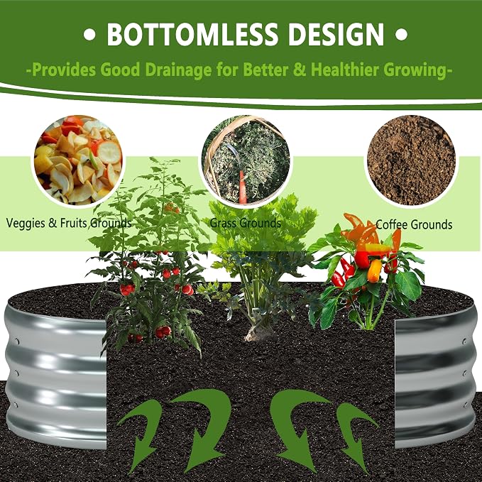 8x4x1ft Galvanized Oval Raised Garden Bed, Outdoor Planter Box Metal Patio Kit - Image 5