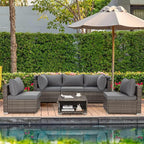 Vicluke 6 Pieces Patio Furniture Sets Outdoor Sectional Sofa Set Rattan Daybed - Image 8