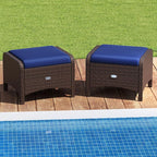 Tangkula 2 Pieces Outdoor Patio PE Wicker Ottomans - Image 2