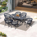 PURPLE LEAF Patio Dining Set for 6 All-Weather Wicker 7 Piece Aluminium Outdoor by PURPLELEAF