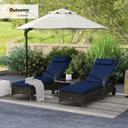 Outsunny Wicker Outdoor Chaise Lounge Set of 2, 5-Level Adjustable Backrest PE - Image 2