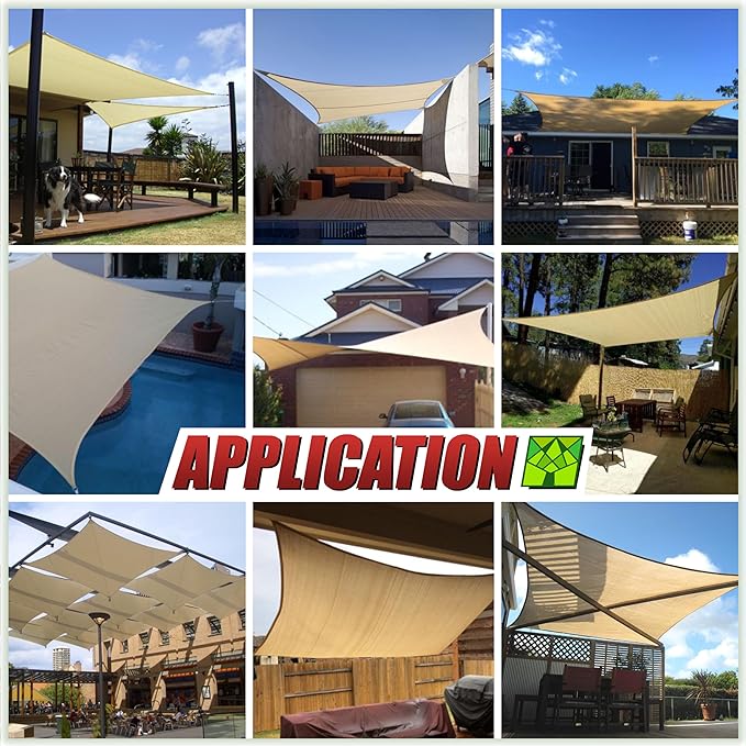 ColourTree TAPR1616 Custom Size 11' x 21' Beige Sun Shade Sail Canopy UV Block - Image 3