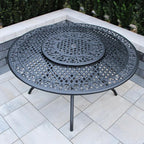 Oakland Living Ornate Outdoor Mesh Aluminum 59-in Black Large Round Patio - Image 3
