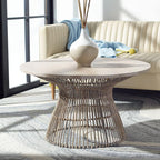 Safavieh Home Collection Whent Coastal Grey White Wash and Black Round Coffee - Image 2