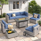 6-Seat Modern Outdoor Wicker Rattan Patio Furniture Set by MASIONBACKYARDS