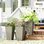 Outsunny Tall Planters for Outdoor Plants Set of 3, 28 in Taper Planters - Image 2
