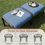 HOMREST Metal Outdoor Ottoman, 3-Piece Aluminum Footstool w/Removable Cushion - Image 7