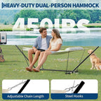 Double Hammock with Heavy-Duty Steel Stand, 2 Person Portable Hammock, 450LBS - Image 3