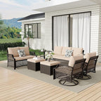 HOMREST 7 Piece Patio Furniture Set, Wicker Outdoor Conversation Sofa Set - Image 9