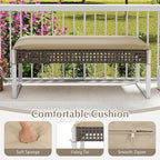 Tangkula Outdoor Ottoman, Patio Rattan Heavy Duty Wicker Footrest - Image 6