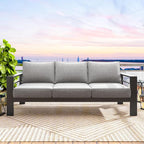 Solaste Aluminum Outdoor Couch, 3-Seat Metal Outdoor Sofa - Image 6
