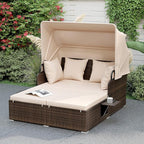 ORALNER Outdoor Daybed, 2-Person Wicker Patio Sofa by ORALNER