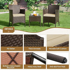 Yaheetech 3 Pieces Patio Porch Furniture Set, Outdoor PE Rattan Wicker - Image 5