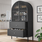 YITAHOME 65 Inch Outdoor Storage Shed, Arched Wicker Stand-Up Pantry - Image 3