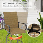 3 PCS Patio Swivel Bar Stools Set, 3 Piece Swivel Outdoor Table and Chairs Bar - Image 3