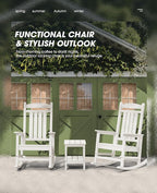 KINGYES HDPE Patio Rocking Chair Set of 2, Outdoor Rocking Chairs Porch Rocker - Image 6