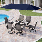 PHI VILLA 8 Piece Outdoor Furniture Patio Dining Set, 6 Swivel Textilene Fabric by PHIVILLAThepioneerofcomfortablehouseholdsupplies
