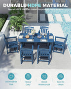 Ciokea HDPE Outdoor Dining Set, 7-Piece Patio Table and Chairs Set - Image 3
