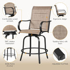 Yaheetech 4 Piece Patio Swivel Bar Stools Texteline Bistro Chairs - Image 6