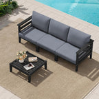 SERWALL HDPE Patio Furniture Set, 4 Pieces Outdoor Sectional Sofa Set, by SERWALL