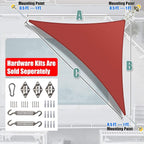 Amgo Custom Size 9' x 16' x 18.4' Red Right Triangle Sun Shade Sail Order to - Image 7