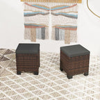 Outsunny 2 Pieces Outdoor Patio Ottomans, All Weather Wicker Outdoor Footstools - Image 9