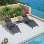 PURPLE LEAF Patio Chaise Lounge Set of 3 Outdoor Lounge Chair Beach Pool - Image 4