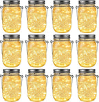 GIGALUMI Solar Mason Jar Lights, 12 Pack 30 Led String Fairy Lights Garden by GIGALUMI