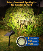 Solar Spot Lights for Outside, 21 LED Outdoor Solar Lights for Yard, 4 Pack - Image 5